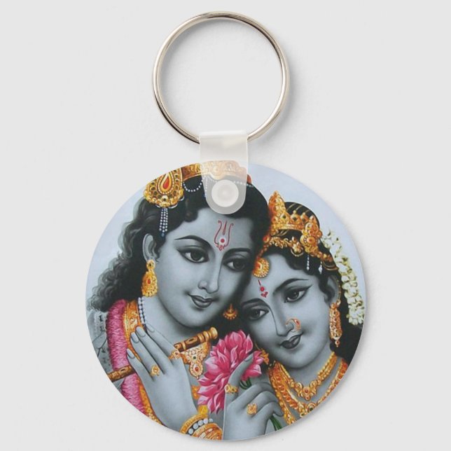 Lord Krishna with Flute Hare Krisna Key Ring (Front)
