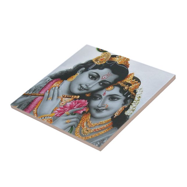 Lord Krishna with Flute Hare Krisna Tile (Side)