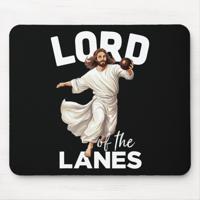 Lord Lanes Funny Christian Christ Gutter Bowling L Mouse Mat (Front)