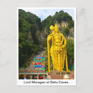 Lord Murugan at Batu Caves 2 & stairs Postcard