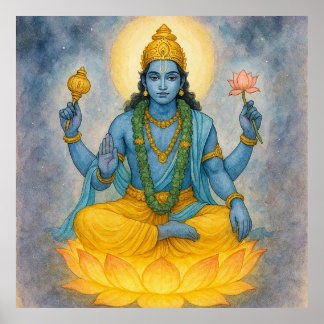 Lord Narayan | Preserver of the Universe & Divine Poster