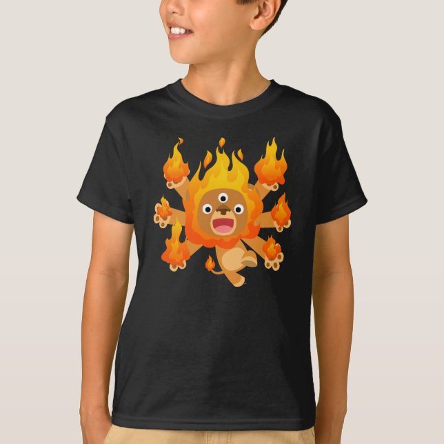 Lord of Fire!! (cute cartoon lion)  Kids T-Shirt (Front)