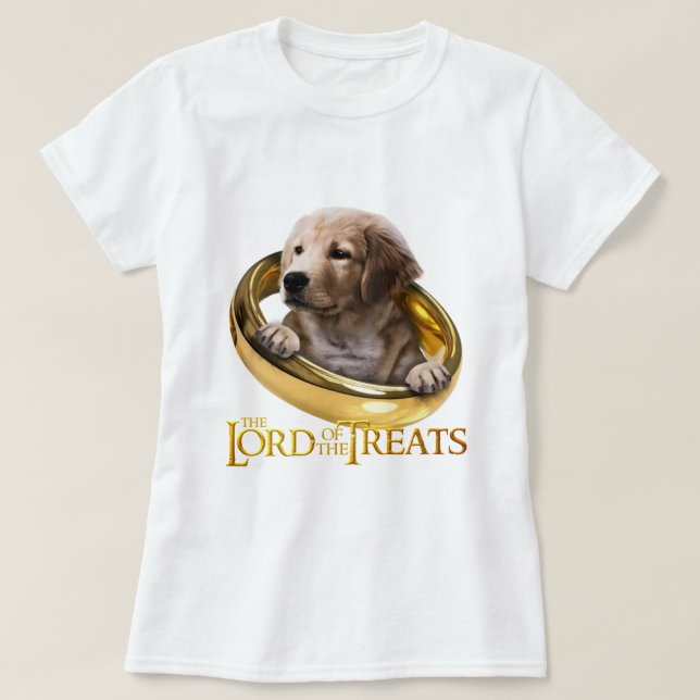 Lord of the Treats - Funny beige Labrador puppy T-Shirt (Design Front)
