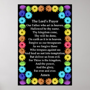 Lord" Prayer in a Rainbow Flower Border Poster