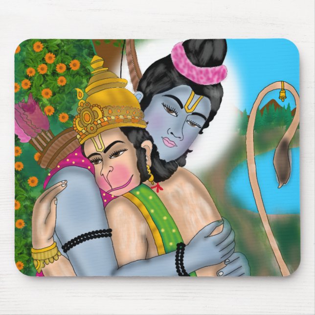 Lord Rama & Hanuman  Mouse Mat (Front)