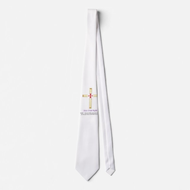 LORD RAYEL BROKEN CROSS HADIETH WHITE MENS TIE (Front)