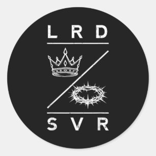 Lord Saviour Crown Christian God Jesus Bible Men W Classic Round Sticker