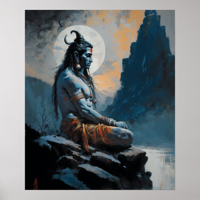 Lord shiva meditating, housewarming, gift, idea poster (Front)