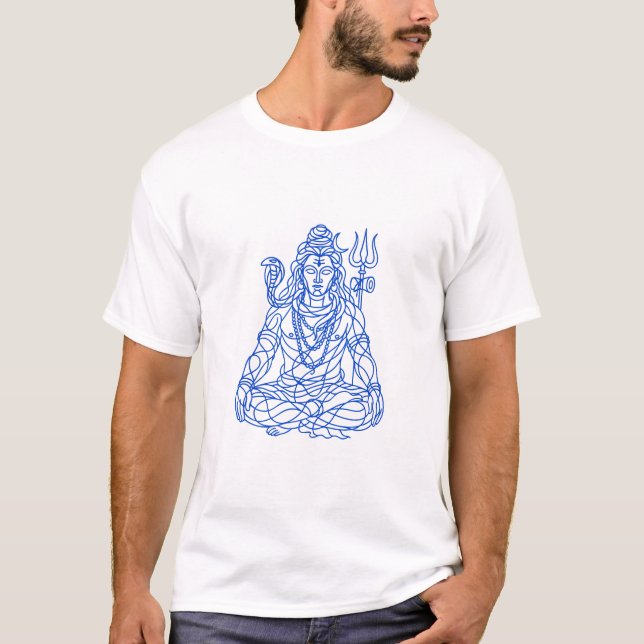 Lord Shiva Scribbled Line Art  T-Shirt (Front)