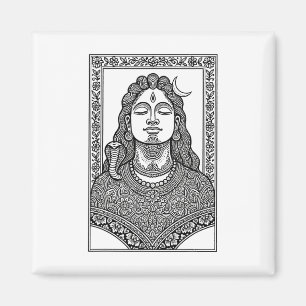 Lord Shiva Traditional Indian Mehendi And Mandala Magnet