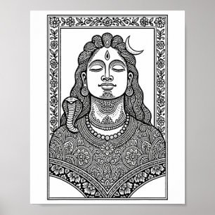 Lord Shiva Traditional Indian Mehendi And Mandala Poster