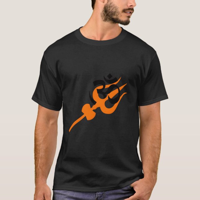Lord Shiva Trishul And Om Spiritual T-Shirt (Front)