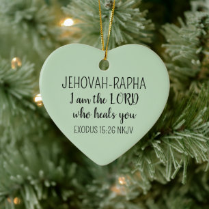 Lord Who Heals Light Green Simple Christian Ceramic Tree Decoration