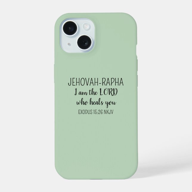 Lord Who Heals Light Green Simple Christian iPhone 15 Case (Back)
