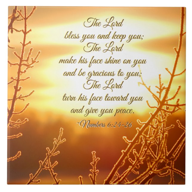 Lord's Blessing Numbers 6:24-26 Bible Verse Tile (Front)