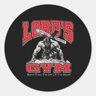 Lords Gym Bench Press The Sin Of The World  Classic Round Sticker