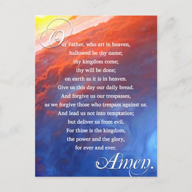 Lords Prayer Christian Inspirational Spiritual Postcard (Front)