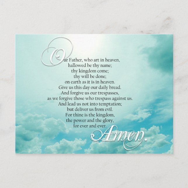Lords Prayer Christian Spiritual Postcard (Front)