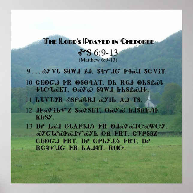 Lord's Prayer in Cherokee Characters Poster (Front)