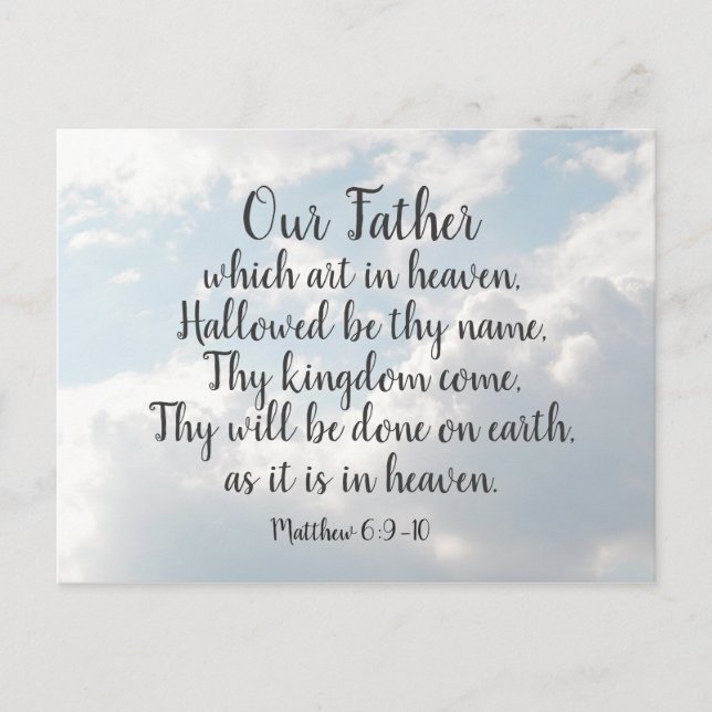 Lord's Prayer Matthew 6:9-10 Our Father, Postcard (Front)
