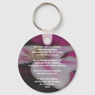 Lord's Prayer Our Father Clematis Inspirational Key Ring