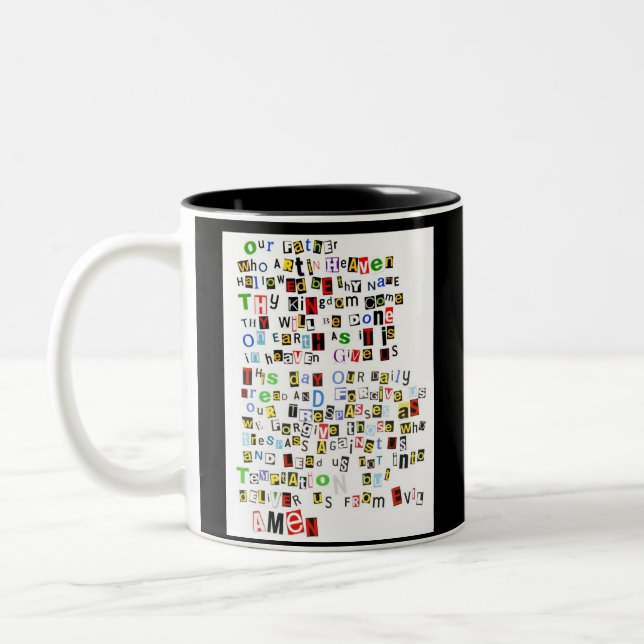 Lord's Prayer Two-Tone Coffee Mug (Left)