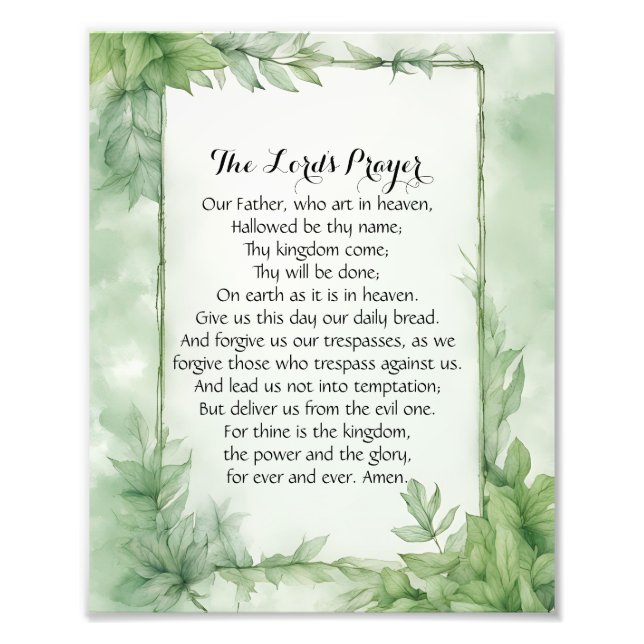 Lord's Prayer Watercolor Botanical Poster Print (Front)