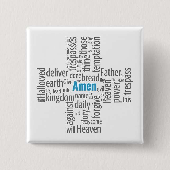 Lord's Prayer Word Cloud 15 Cm Square Badge (Front)