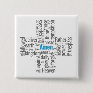 Lord's Prayer Word Cloud 15 Cm Square Badge