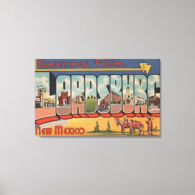 Lordsburg, New Mexico - Large Letter Scenes Canvas Print (Front)