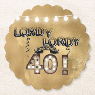 Lordy Lordy Look Who's 40 Birthday Balloons Paper Coaster
