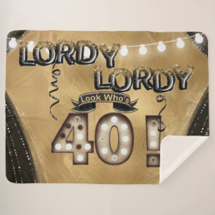 Lordy Lordy Look Who's 40 Birthday Balloons Sherpa Blanket