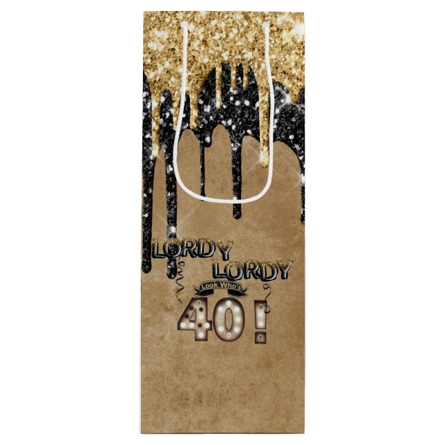 Lordy Lordy Look Who's 40 Birthday Balloons Wine Gift Bag (Front)