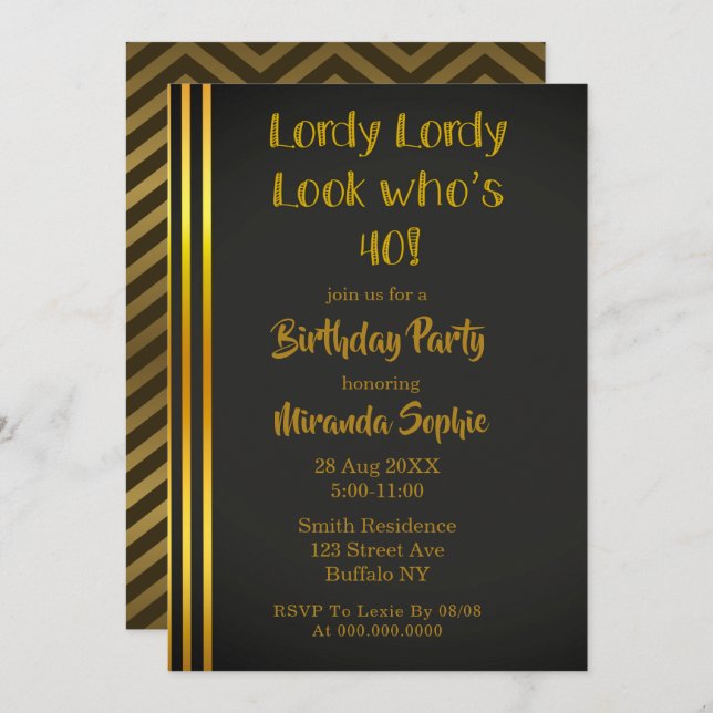 Lordy Lordy Looks Who’s 40 Birthday Invitations (Front/Back)