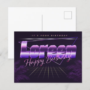 Loreen Name Vorname lila Postkarte Geburtstag Postcard