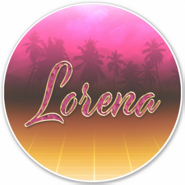 Lorena first name name golden pink sticker decals (Front)