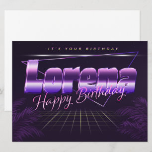 Lorena Name Vorname lila retro Karte Geburtstag Card