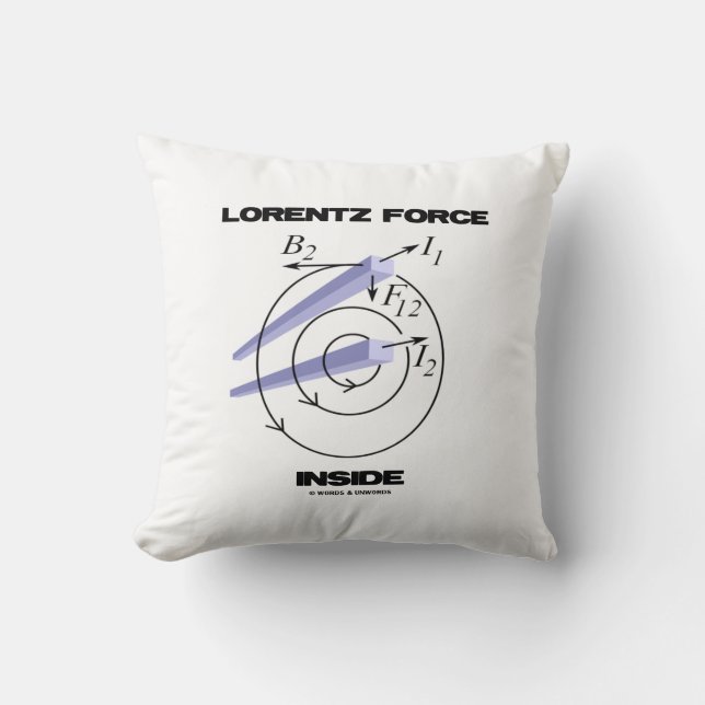 Lorentz Force Inside Electromagnetism Humour Cushion (Front)