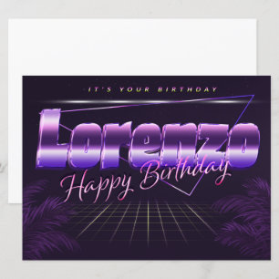 Lorenzo Name Vorname lila retro Karte Geburtstag Card