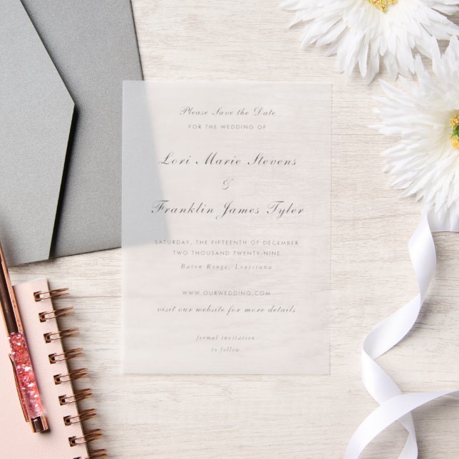 Lori Formal Elegant Wedding Save the Date Vellum Invitations (Wedding)