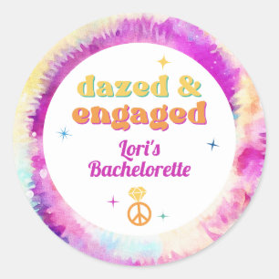 LORI Tie Dye Dazed Engaged 70s Retro Bachelorette  Classic Round Sticker