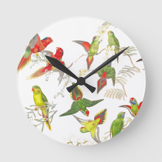 Lorikeet Parrot Birds Wildlife Animals Round Clock (Front)