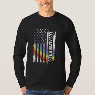Los Altos Hills United States Distressed Rainbow w T-Shirt