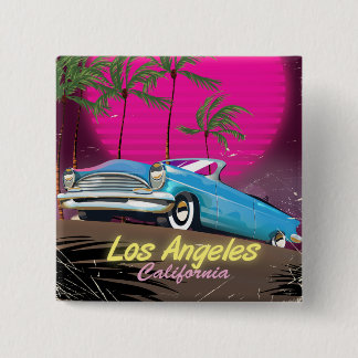 Los Angeles 1980s Retro Travel print 15 Cm Square Badge