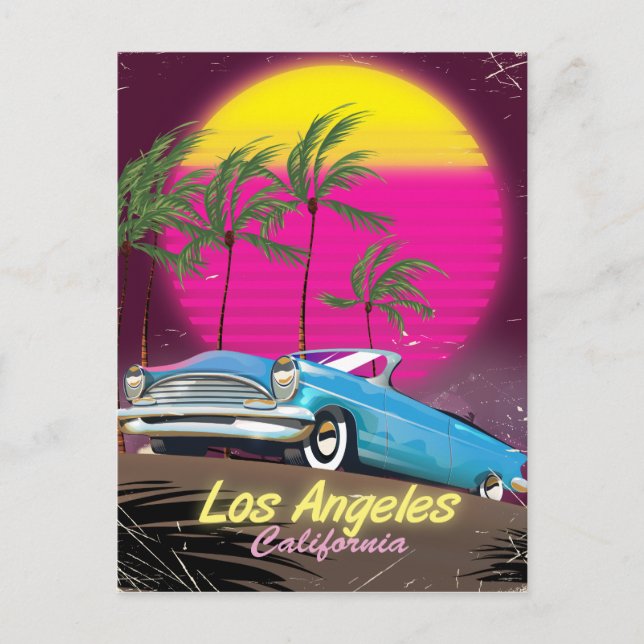 Los Angeles 1980s Retro Travel print Postcard (Front)
