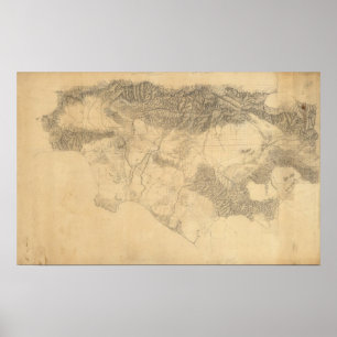 Los Angeles and San Bernardino Topography Poster