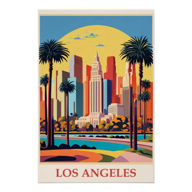 Los Angeles, Art Deco illustration, Poster (Front)