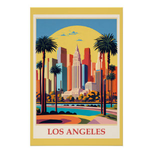 Los Angeles, Art Deco illustration, Poster