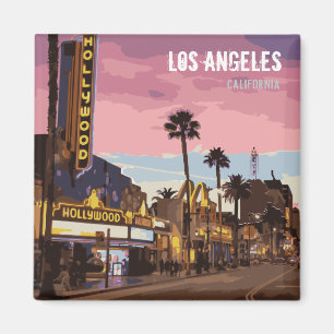 Los Angeles At Night Purple Club magnet