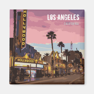 Los Angeles At Night Purple Club magnet